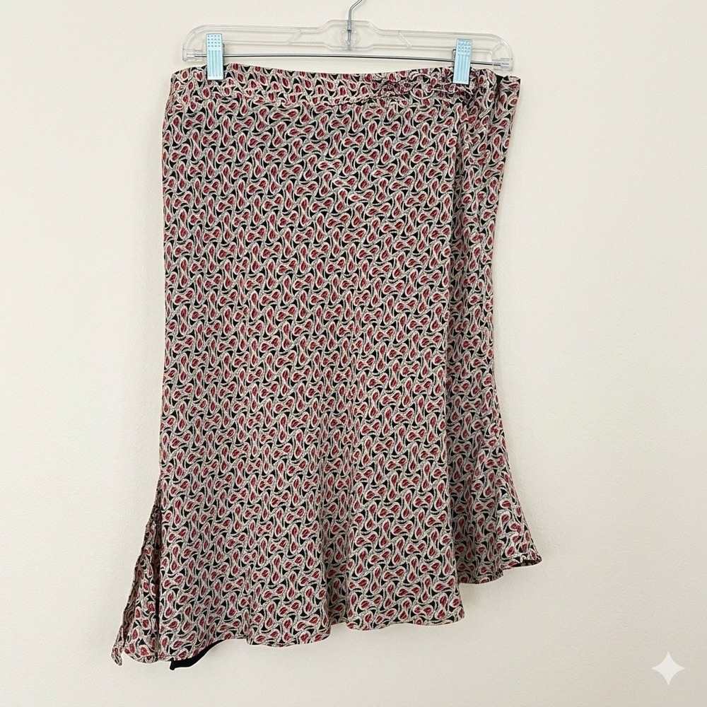 VTG Worthington Skirt Size 10 Y2K Silk Print Faux Buckle Whimsigoth Indie Boho